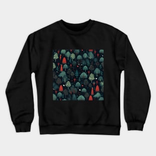 pattern with trees in a dark forest, botanical texture Crewneck Sweatshirt